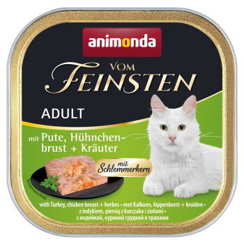 Offizielles Produktfoto: animonda Vom Feinsten Nassfutter Katze, Adult, mit Schlemmerkern Pute, Hühnchenbrust und Kräuter