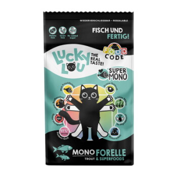 Offizielles Produktfoto: Lucky Lou Trockenfutter Katze, Adult, SuperMono, Forelle