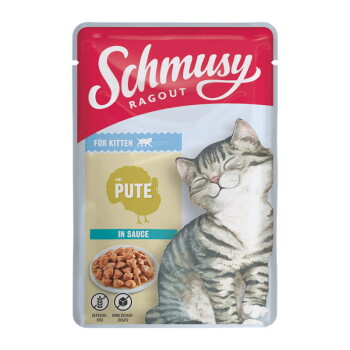 Offizielles Produktfoto: Schmusy Ragout Nassfutter Kitten in Sauce Pute