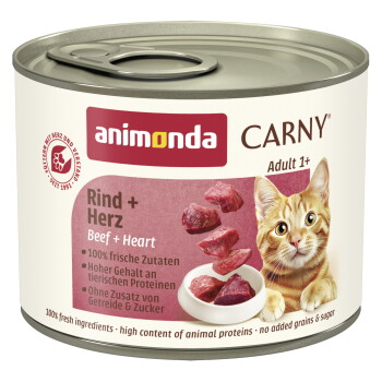 Offizielles Produktfoto: animonda Carny Nassfutter Katze Adult Rind und Herz