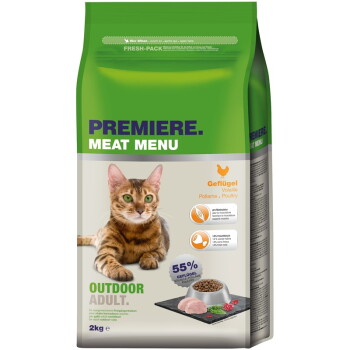 Offizielles Produktfoto: PREMIERE Meat Menu Trockenfutter Katze Adult Outdoor Geflügel