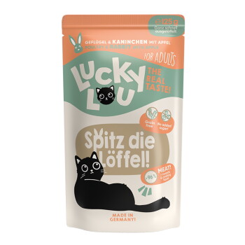 Offizielles Produktfoto: Lucky Lou Nassfutter Katze Adult Geflügel und Kaninchen