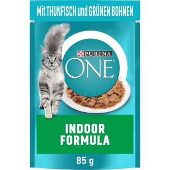 Offizielles Produktfoto: Purina ONE Indoor Formula mit Thunfisch & grünen Bohnen