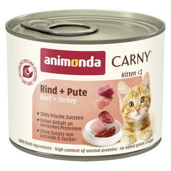 Offizielles Produktfoto: animonda Carny Nassfutter Katze Kitten Pute und Rind