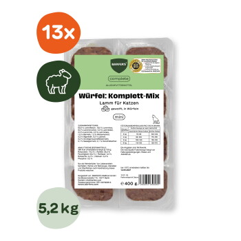 Offizielles Produktfoto: BARFER'S Würfel: Komplett-Mix Lamm für Katzen