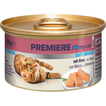Offizielles Produktfoto: PREMIERE Soft Mousse Nassfutter Katze Adult Rind