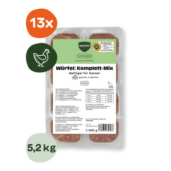Offizielles Produktfoto: BARFER'S Würfel: Komplett-Mix Geflügel für Katzen