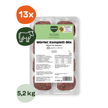 Offizielles Produktfoto: BARFER'S Würfel: Komplett-Mix Rind für Katzen