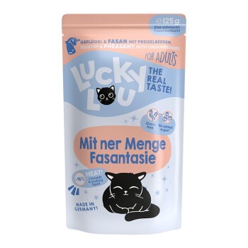 Offizielles Produktfoto: Lucky Lou Nassfutter Katze Adult Geflügel und Fasan
