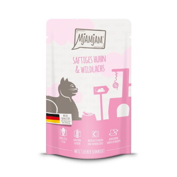 Offizielles Produktfoto: MjAMjAM Nassfutter Katze Adult, Quetschie, Huhn und Wildlachs