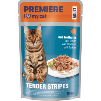 Offizielles Produktfoto: PREMIERE Tender Stripes Nassfutter Katze Adult Truthahn