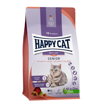 Offizielles Produktfoto: HAPPY CAT Trockenfutter Katze Senior, Atlantik-Lachs