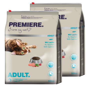 Offizielles Produktfoto: PREMIERE Meat Menu Trockenfutter Katze Adult Lachs
