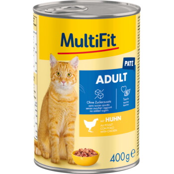 Offizielles Produktfoto: MultiFit Nassfutter Katze Adult, Paté, Huhn