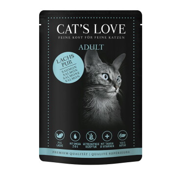 Offizielles Produktfoto: CAT'S LOVE Nassfutter Katze Adult in Gelee Lachs pur mit Distelöl und Petersilie