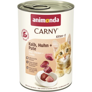Offizielles Produktfoto: animonda Carny Nassfutter Katze Kitten Kalb, Huhn und Pute