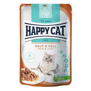 Offizielles Produktfoto: HAPPY CAT Care Nassfutter Katze Adult, Haut & Fell, Meat in Sauce