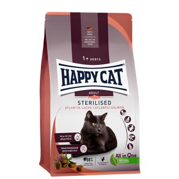 Offizielles Produktfoto: HAPPY CAT Sterilised Trockenfutter Katze Adult, Atlantik-Lachs