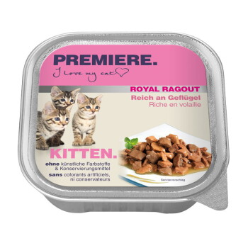 Offizielles Produktfoto: PREMIERE Royal Ragout Nassfutter Kitten Reich an Geflügel