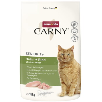 Offizielles Produktfoto: animonda Carny Trockenfutter Katze, Senior, Huhn und Rind