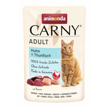 Offizielles Produktfoto: animonda Carny Nassfutter Katze Adult Huhn und Thunfisch
