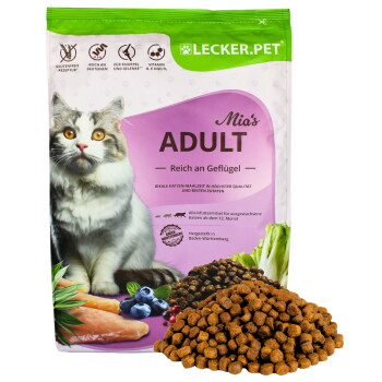 Offizielles Produktfoto: Lyra Pet Lecker.Pet® Mia's Adult Herzhaftes Geflügel Katzenfutter Trockenfutter Vollnahrung