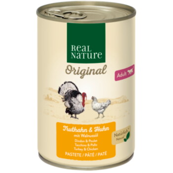 Offizielles Produktfoto: REAL NATURE Original Nassfutter Katze, Adult, Truthahn und Huhn mit Walnussöl