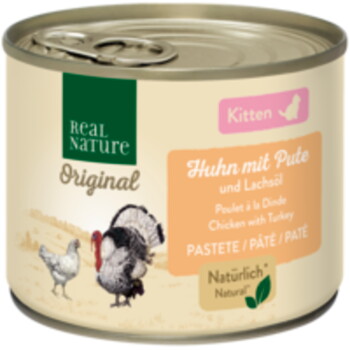 Offizielles Produktfoto: REAL NATURE Original Nassfutter Katze, Kitten, Huhn mit Pute und Lachsöl