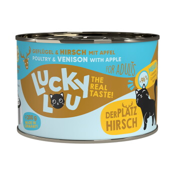 Offizielles Produktfoto: Lucky Lou Nassfutter Katze Adult Geflügel und Hirsch