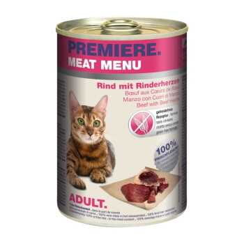 Offizielles Produktfoto: PREMIERE Meat Menu Nassfutter Katze Adult Rinderherzen