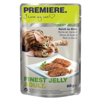 Offizielles Produktfoto: PREMIERE Finest Jelly Nassfutter Katze Adult Reich an Ente