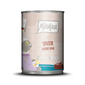 Offizielles Produktfoto: MjAMjAM Nassfutter Katze Senior Rind