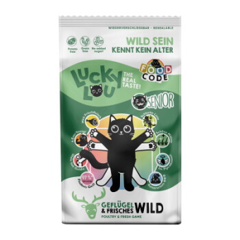 Offizielles Produktfoto: Lucky Lou Trockenfutter Katze, Senior, Geflügel und Wild