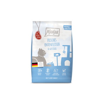 Offizielles Produktfoto: MjAMjAM Trockenfutter Katze, Adult, Knusprige Mahlzeiten Ente und Geflügel
