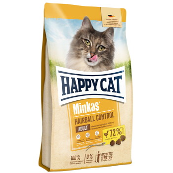Offizielles Produktfoto: HAPPY CAT Minkas Trockenfutter Katze Adult, Hairball Control, Geflügel