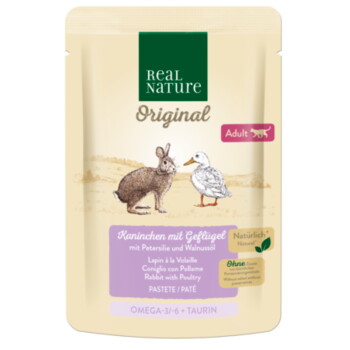 Offizielles Produktfoto: REAL NATURE Original Nassfutter Katze, Adult, Kaninchen mit Geflügel