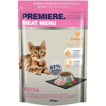 Offizielles Produktfoto: PREMIERE Meat Menu Trockenfutter Katze Kitten Geflügel