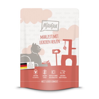 Offizielles Produktfoto: MjAMjAM Nassfutter Katze Adult Quetschie mit Herzen