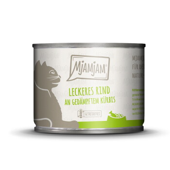 Offizielles Produktfoto: MjAMjAM Nassfutter Katze Adult Rind und Kürbis