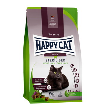Offizielles Produktfoto: HAPPY CAT Sterilised Trockenfutter Katze Adult, Weide-Lamm