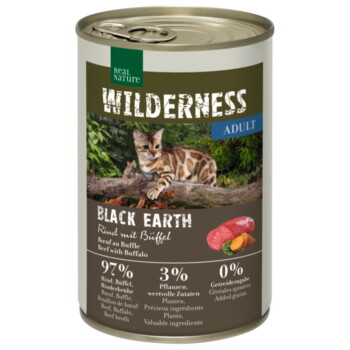 Offizielles Produktfoto: REAL NATURE WILDERNESS Nassfutter Katze, Adult, Black Earth, Rind mit Büffel