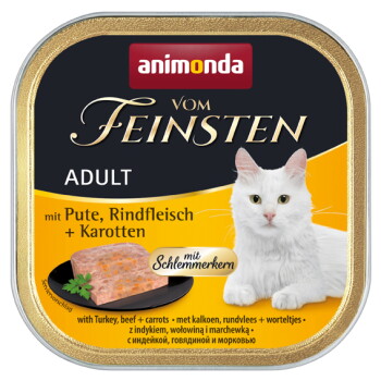Offizielles Produktfoto: animonda Vom Feinsten Nassfutter Katze, Adult, mit Schlemmerkern Pute, Rindfleisch und Karotte