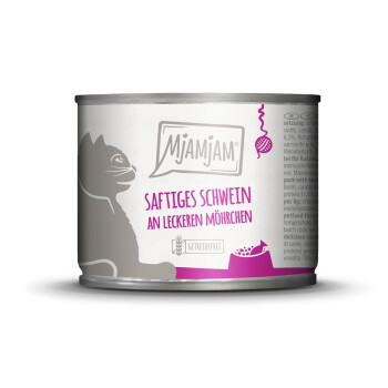 Offizielles Produktfoto: MjAMjAM Nassfutter Katze Adult Schwein und Möhre