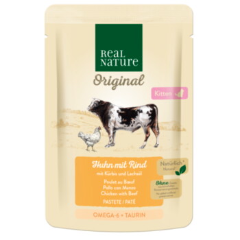 Offizielles Produktfoto: REAL NATURE Original Nassfutter Katze, Kitten, Huhn mit Rind
