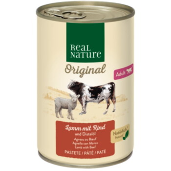 Offizielles Produktfoto: REAL NATURE Original Nassfutter Katze, Adult, Lamm mit Rind und Distelöl