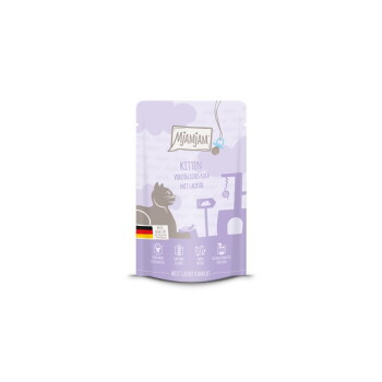 Offizielles Produktfoto: MjAMjAM Nassfutter Katze Kitten, Quetschie, Kalb mit Lachsöl