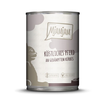 Offizielles Produktfoto: MjAMjAM Nassfutter Katze Adult Pferd und Kürbis