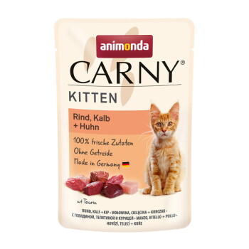 Offizielles Produktfoto: animonda Carny Nassfutter Katze Kitten Rind, Kalb und Huhn