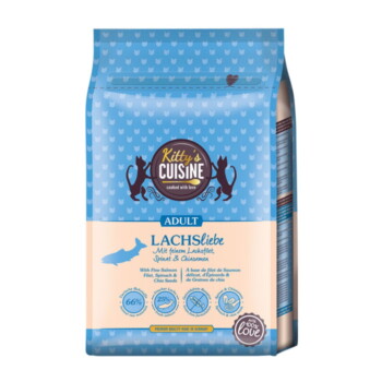 Offizielles Produktfoto: Kitty's Cuisine Trockenfutter Katze Adult Lachsliebe mit feinem Lachsfilet, Spinat und Chiasamen