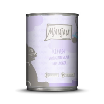 Offizielles Produktfoto: MjAMjAM Nassfutter Katze Kitten, Kalb mit Lachsöl
